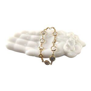 Vintage Swarvoski Gold-Plated Crystal Bracelet With Round Faceted Stones 7.25"